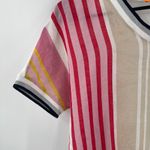 VILAGALLO Top Size Small Stripes Linen Blend Short Sleeve Multi Color V Photo 4