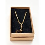 Gold Rhinestone Necklace With Amber Crystal Drop Pendant Photo 2