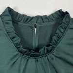 J.Crew  Tulip Sleeve Ruffleneck Blouse Lace Silky Shine Festive Green Size XXS Photo 1