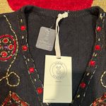 Urban Renewal NWT  Urban Outfitters Black Button Sweater Vest Beaded Sequins M/L Photo 2