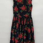 Vintage 1960s Fit N Flare A Line Dress Floral Print Sleeveless Womens XXS Photo 0