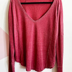 Lucky Brand  Women's Red Long Sleeve Thermal Top Size Large Boho Chic Cozy Photo 0