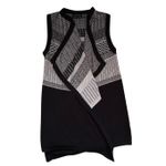 Banana Republic  Factory Women Black Gray Geometric Knit Sleeveless Cardigan Photo 3