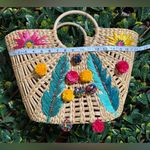 Roller Rabbit  Multicolor Boho Straw Bag Medium Size Photo 4