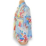 Vintage Top Blue Yellow Nautical Sailboat Print Crinkle Fabric Short Sleeve 16 Photo 6