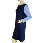 Talbots NAVY BLUE "STRIPE INTERLOCK" SHIFT KNIT DRESS (M) Photo 4