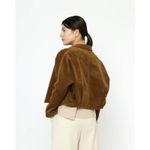 7115 by Szeki Corduroy 3/4 Cropped Shirt Jacket in Sepia Brown Size Medium Photo 2