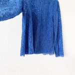 J.Crew Scalloped Lace Mockneck Long Sleeve Blouse in Blue Photo 4