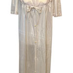 JCPenney Ivory Nylon Lace Nightgown Size Large 7001 Button Front Robe Vintage Photo 0