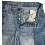 American Eagle  Vintage Hi-Rise Two Tone Raw‎ Hem Button Fly Ankle Jeans Size 6 Photo 3