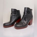 Kork-Ease Korks Mertle Black Leather Ankle Boots Dark Red/Brown Block Heel Size 8.5 VGUC Photo 2