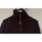 Old Navy VTG Brown Ribbed Zip Up Sweater Women’s Medium Wool Blend Mock Neck Photo 3