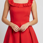 Miu Miu  Prada 2010s Red Tafetta Sleeveless Ruffled Hidden Pocket Dress 44/8 Photo 0