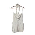 Sky Shira White Halter Bodycon Mini Dress leather trim size Large NWT Photo 3