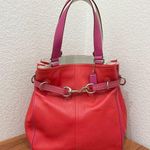 Coach Rare Vintage Authentic  9286 Leather Red-Orange/Pink Hampton Carryall Tote Photo 0