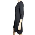 Goat Women’s Size 8 Black Wool Crepe Button Detailed Neck & Sleeves Mini Dress Photo 3