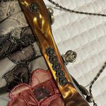 Floral Beaded Bead Purse Handbag With Shoulder Chain Orange And Blue Flower Photo 10