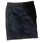 J Crew Denim Straight Pencil Skirt Pockets, Dark Blue Wash, Back Slit Size 0 Photo 0