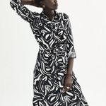 Nine West Black and White Abstract Long Sleeve Dress Photo 0