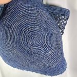 Hat Attack Denim Blue Raffia Fisherman Net Tote Bag Handmade Beach Casual New Blue Photo 4