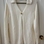 Orvis  Open Front Long‎ Cardigan Sweater Ivory Cozy Knit 100% Cotton Cottagcore L Photo 0