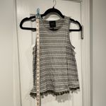 W5  Anthropologie Size XS Olive Green White Stripe Tassel Hem Sleeveless Tank Top Photo 4
