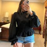She & Sky Black Boutique Long Sleeve Smocked Top Photo 0