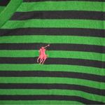 Ralph Lauren Vintage  Sport Shirt Womens Lg Kelly Green Striped 3/4 Sleeve Preppy Photo 2