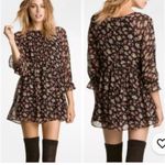 Free People Size 4 Black Multicolor Floral Babydoll Mini Tunic Dress Fairy Photo 1