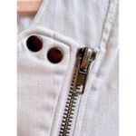 Helmut Lang 3/4 Sleeve Asymmetrical Zip Denim Moto Jacket White Women's Small Photo 3