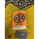 Tory Burch Leopard Print Wool Scarf Shawl Green Border Frayed Edge NWT Photo 5
