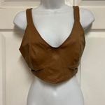 ZARA Tops  Caramel Faux Leather Cut Out Top Photo 4
