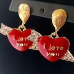 Heart with Arrow I Love You Drop Earrings Red Photo 0