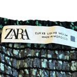 ZARA  Green Black Floral Print Dress Long Sleeve Mini Length Size XS Women's Photo 9