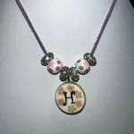 Handpainted “H” Initial Charm‎ Necklace Green Photo 0