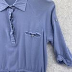 ANGL  Solid Blue TShirt Dress Short Sleeve Dropped Waist Drawstring Sleeve Tab Photo 1