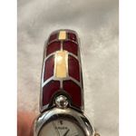 Gruen Quartz Bangle Watch Red and‎ Silver Tone Stylish Womens Jewelry Photo 3