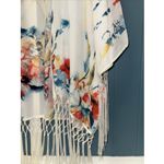 Chelsea and Violet Women's L Floral Foliage Lagenlook Open Front Kimono Fringe Photo 3