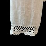 LUNGO LARNO Top Womens M 100% Linen Crochet Trim White Boho Peasant Cottage Core Size M Photo 8