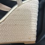 Stuart Weitzman $550 Alex Platform 5.5" Wedge WOVEN RAFFIA GOLD LEATHER Size 7 Photo 4