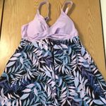 SheIn New Women’s Tankini Leaf Print Swimsuit Top Lavender Lilac Black Size Medium Photo 0