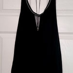 Free People  Black Asymmetrical Cut Out Tank Top women’s XS beaded‎ mesh party Photo 0