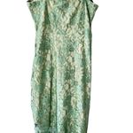 Cider  Womens Green Lace Ruched Midi Dress Size L Cottagecore Fairycore Slipcore Photo 5