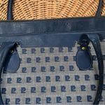 Pierre Cardin  Vintage Blue Navy Cowhide and Canvas Monogram Tote Bag Case - Rare Photo 9