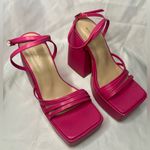Pretty Little Thing Pink Square Toe Strappy Platform Heel Sandals Size 5 Photo 4
