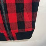 Madewell Women's Buffalo Check Plaid Red Black Sherpa Lined Vest Wool Size Small Photo 3