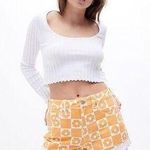 PacSun Orange Daisy Mom Shorts Photo 0