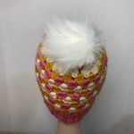 Handmade Crochet Beanie Pink Pompom Youth Adult Fall Photo 2