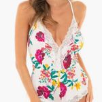 La La Cheri Reina Floral Teddy Sleepwear Lingerie Floral Print S Small M Medium White Photo 0