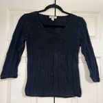 Cherokee Vintage Sweater Size Small Navy or Faded Black 3/4 Sleeve Knit Cotton Photo 0